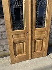   Antique Leaded Stained Glass Double Entrance French Doors 45 5 X 89 75  