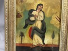 Antique Mexican Retablo - Painting On Tin - Virgin Mary