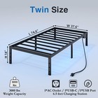Twin Bed Frame With Led Lights charging Station-14inch  Metal Platform Bed Frame