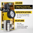Le Lematec Air Compressor Filter And Air Regulator 1 2  Combo  160 Psi Heavy    