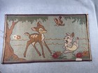 Vintage Belgian Hooked Rug Nursery Wall Hanging Deer Bunny Made In Belgium