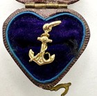 Vintage 9k Solid Yellow Gold Anchor Pendant Charm