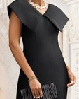 Size 12 Ashro Black Formal Wedding Church Party Milicent Chic Sheath Dress