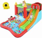 Bounce House Inflatable Jumping Water Park With Blower And Splash Slide For Kids