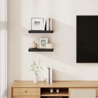 Floating Shelves For Wall  Real Wood Floating Shelf Set Of 2  16 w X 8 d Black