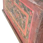 Medium  Vintage Wood Indonesian Polychrome Hand Carved Chest With Lid 