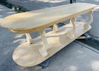 Vintage Style Oval Italian Six-legged Console Table Washed Wood Boho Shabby Chic