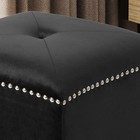 Modern Glam Velvet Cube Ottoman With Nailhead Trim