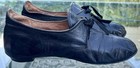 Antique Victorian Black Leather Shoes W  Ribbon Ties