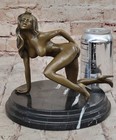 Beautiful Signed Art Nouveau Bronze Sculpture Figure Statue Naked Nude Girl Art