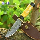 Custom Made Damascus Gut-hook Blade Knife Outdoor Skinner Knives Belt Sheath