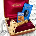 Newly Replated Gold 1950s Gillette Aristocrat Double Edge Safety Razor W  Case
