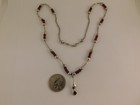 Sterling Silver Red Bead Pendant Necklace 925 Hand Made Artisan Vintage Antique