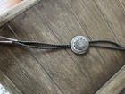 Native American Navajo Artist Signed Large Thick Sterling Silver Concho Bolo Tie