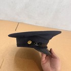 Vintage Uniform Visor Hat Cap Navy Blue Gold Crest Buttons Size 7 1 8