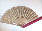 Antique Victorian Handmade Lace Fan With Mother Of Pearl Sticks Circa 1870