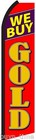 We Buy Gold Flutter Feather Flag Swooper Tall Curved Top Advertising Sign Banner