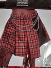 Punk Mini Skirt Red Plaid Pleated W chain Halloween Costumecosplay Women s L xl 