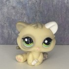     authentic Littlest Pet Shop Lps Kitten  1074 Cream White Gray Green Eyes Cat    