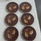 Vintage Lacquered Coasters  6  Otagiri Maroon And Gold Quail And Storage Box