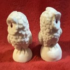 White Owls Red Glass Eyes Alabaster soapstone Figures