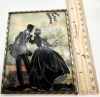 Set Of 3 Vintage Reverse Painted Convex Glass Silhouette Pictures Framed 5  X 4 