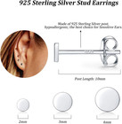 Sterling Silver Stud Earrings For Women Men  3 Pairs Tiny Flat Dot Earrings Set