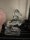 L e  Smith Vintage Rearing Horse Bookend Set 2-pair Clear Glass Figures  Mcm 40s