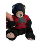 Russ Berrie Plush Teddy Bear Black W  Holiday Christmas Tree Sweater 7 