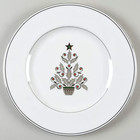 Set Of 4 Lenox Federal Platinum Christmas Tree Accent Plates Holiday Dinner New