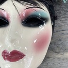 Vintage Clay Art Collection Glazed Ceramic  wall Mask Lady With Feathers