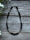 Sterling Silver Black Onyx Pearls Bead Choker Necklace  14 Inch  Gift