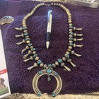 Early Vintage Navajosquash Blossom Necklace Set  In Sterling Or Coin Silver