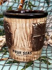 Four Seas Seattle Three Face Bisque Bucket Hawaiian Tiki Mug 3 Tikis 4    Rare Euc