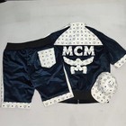 Mcm Black   White Leather Tracksuit Jacket Short   Cap Monogram Logo Tracksuit