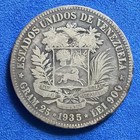 1935 Venezuela 5 Bolivares  900 Silver Y  24 2 Philadelphia Mint Simon Bolivar