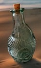 Vintage Canadian Aqua Glass Nautilus Seashell Decanter Bottle With Cork Stopper