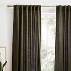 Linen Curtain Dark Moss Green Color Living Room Two Panels Bedroom Curtain Set