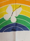 2 Vtg 60s Vera Neumann Linen Cotton Tea Towels  Butterflies   Rainbow 