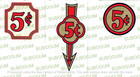 5 Cent 10 For 10 Gumball peanut Machine Decals - 10 For  10