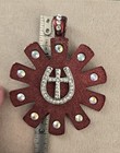 Metal Horseshoe Cross Crystal Horse Pendant slide Western Equestrian Jewelry 