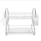 2-tiers Kitchen Dish Drainer Rack Plate Bowl Cutlery Sink Tool Holder Dry Stand