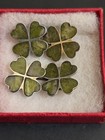 Vintage Connemara Irish Marble Silver Double Sided Shamrock Cufflinks W box