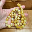 Handmade White Amber Misbaha Tasbih Islamic Prayer Beads 11 7mm 38 9g