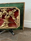Antique Chinese Hand Carved Wood Panel Gilt And Lacquer Details 7 11 5 Inch