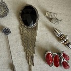 Estate Find Vintage Lot Jewelry Silver Tone Clip On Earrings Mixed Brooch Pin
