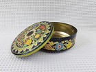 Vintage Daher Round Metal Tin Container Colorful Floral 8  Made In England 11101