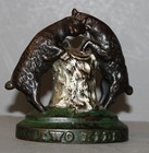 Antique Cast Iron Still Coin Bank     Two Kids     Goats