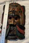 Thai Painted Wood Mask Tiki Wall Art Decor Folk Carved Vintage Tribal Face 