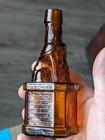1890s Pre-pro Orange Amber Santa Chimney Whiskey Salesman Sample Flask Bottle